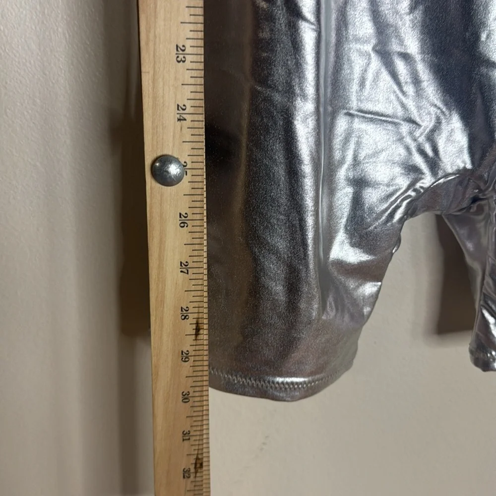 SKIMS Metallic nickel cycle Bodysuit size medium